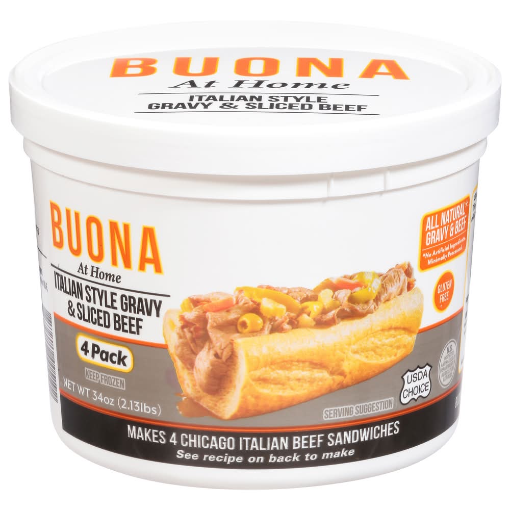 Buona Italian Style Gravy & Sliced Beef Tub (34 oz, 4 ct)