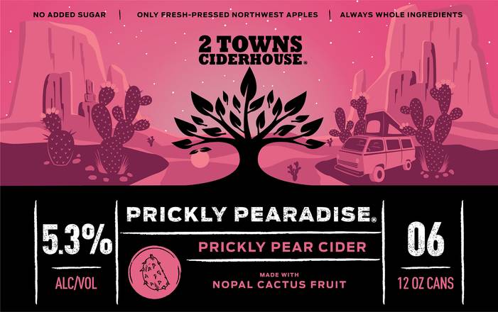 2 Towns Ciderhouse Prickly Pearadise Cider (6 pack, 12 oz)