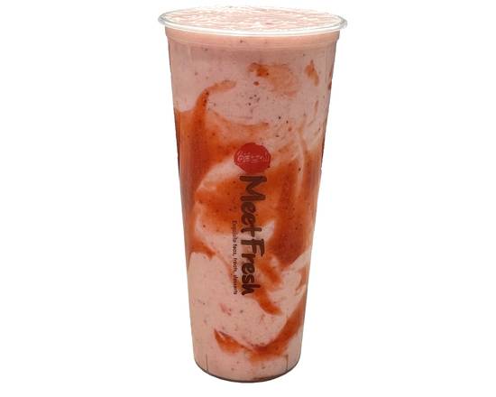 YAOURT AUX FRAISES AVEC BOULE DE GELÉE (Strawberry Yogurt w_ Jelly Ball)  草莓啵啵酸奶