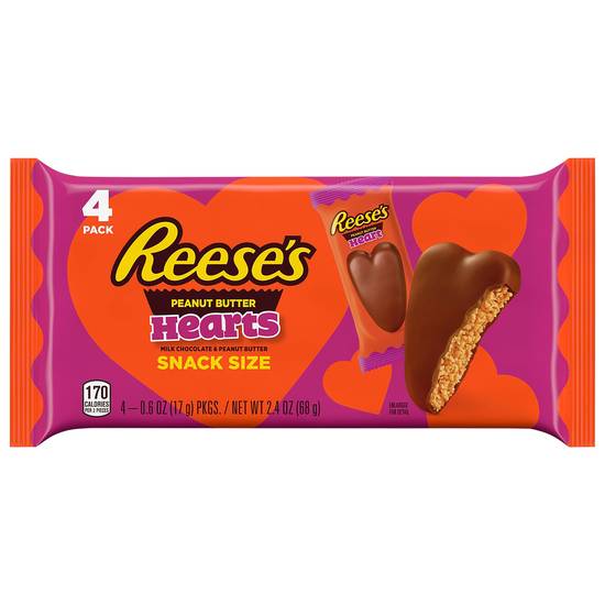 Reese's Milk Chocolate Snack Size Hearts Candy Valentine's Day (peanut butter)