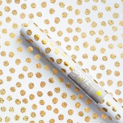 Spritz Gold Dots Wrapping Paper, 20 sq ft