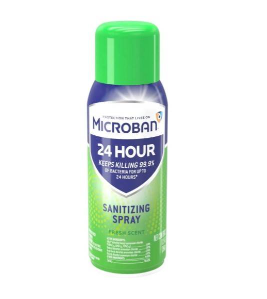 Microban - 24-Hr Disinfectant Sanitizing Spray, Fresh Scent, 12.5 oz
