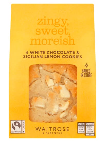 Waitrose & Partners White Chocolate & Sicilian Lemon, Cookies (4 pack)