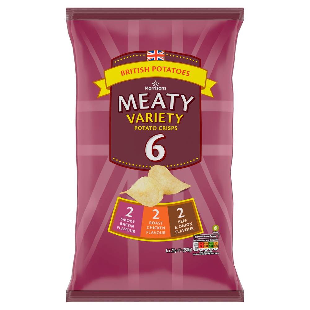 Morrisons Assorted, Meaty Variety Potato Crisps (6 pack)