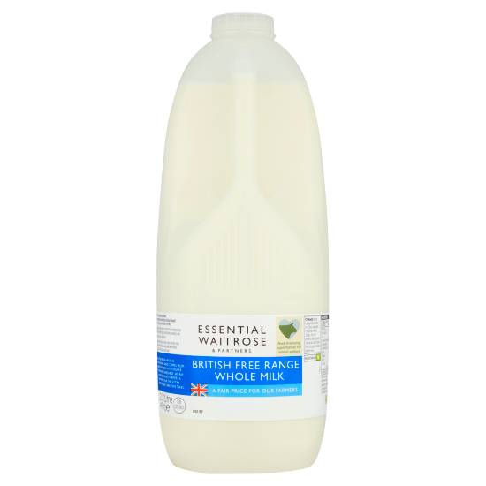 Essential Waitrose & Partners British Free Range Whole Milk 4 Pints/2.272 L 