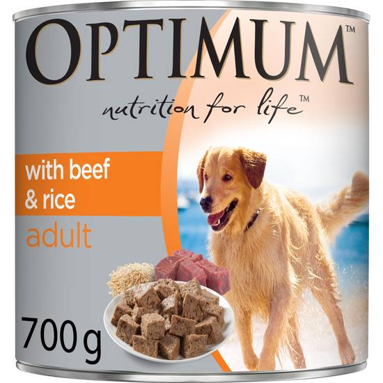 Optimum Beef & Rice Adult Wet Dog Food Can 700g