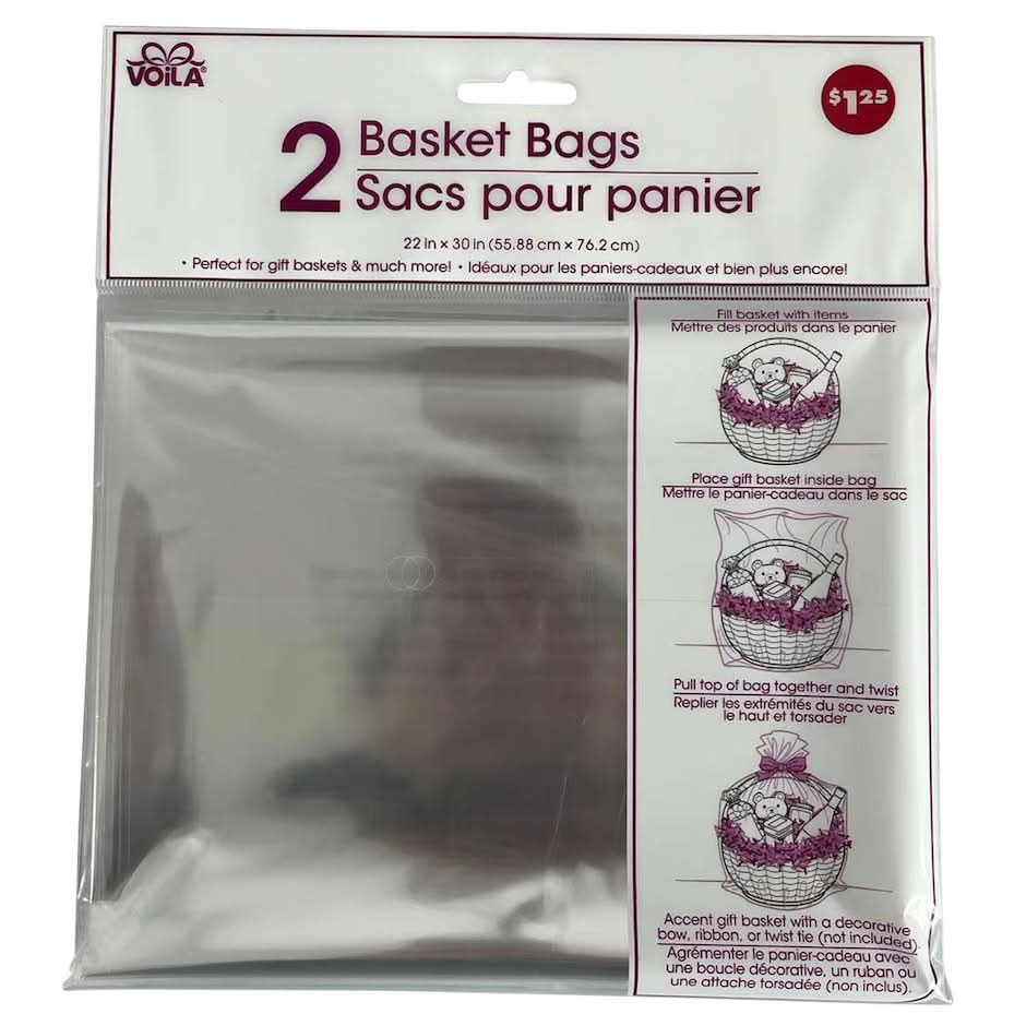 Voila Gift Basket Bags, 22x30 in, Transparent (2 ct)