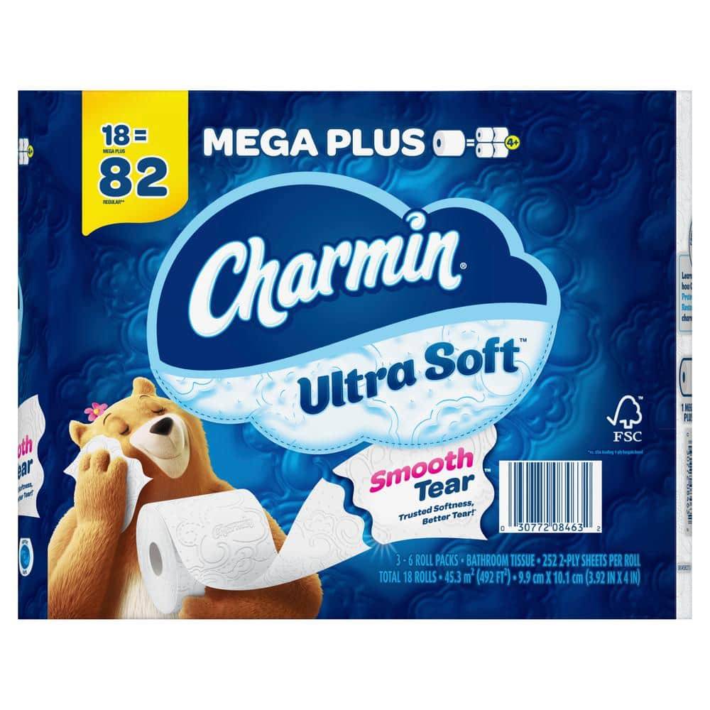 Charmin Ultra-Soft Smooth Tear Toilet Paper Rolls, 9.9cm X 10.1cm (18 ct)