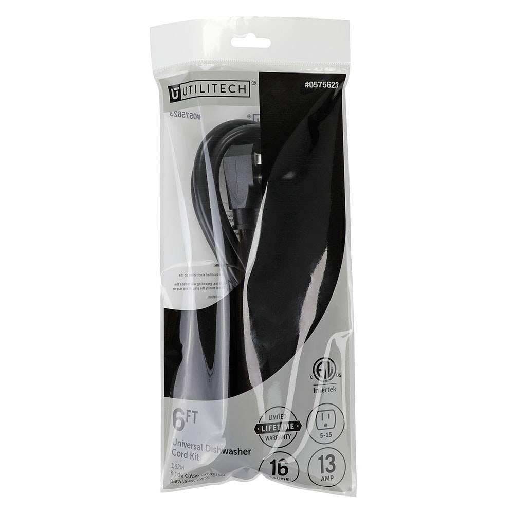 Utilitech SRD 6-ft 13-Amp 3-Prong Black Dishwasher Appliance Power Cord | UTDW606