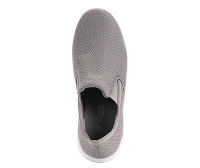 Women's 7 Gray Diamond Mesh Athletic Slip-On Sneaker