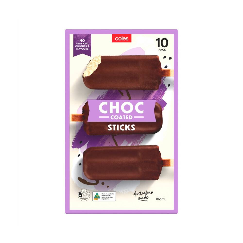 Coles Chocolate Coated Ice Creams 10 pack 865ml