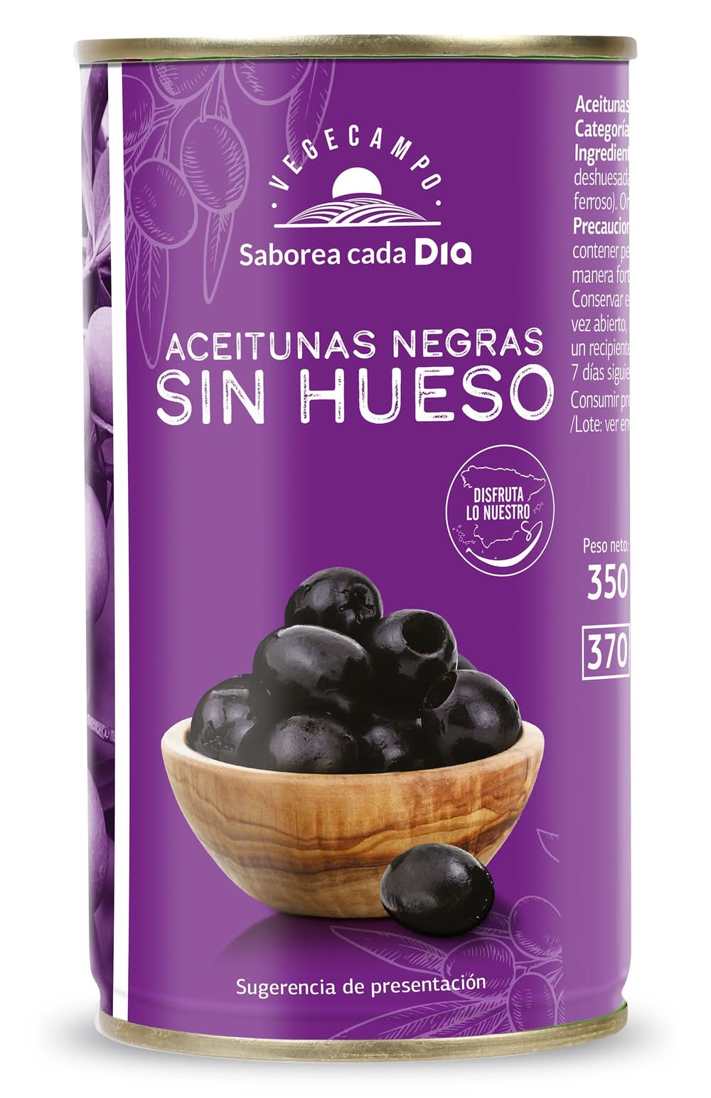 Aceitunas Negras Sin Hueso Vegecampo De Dia Lata 150 G