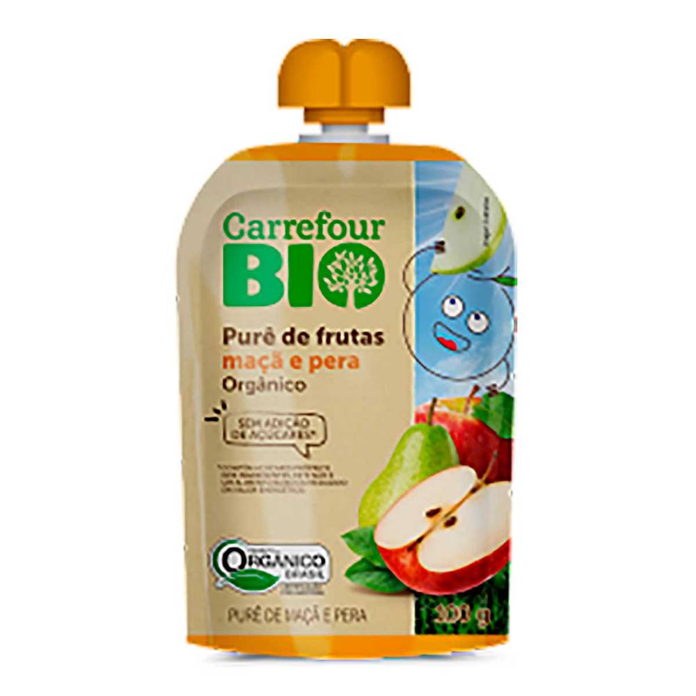 Carrefour bio purê de frutas sabor maçã e pera (100 g)