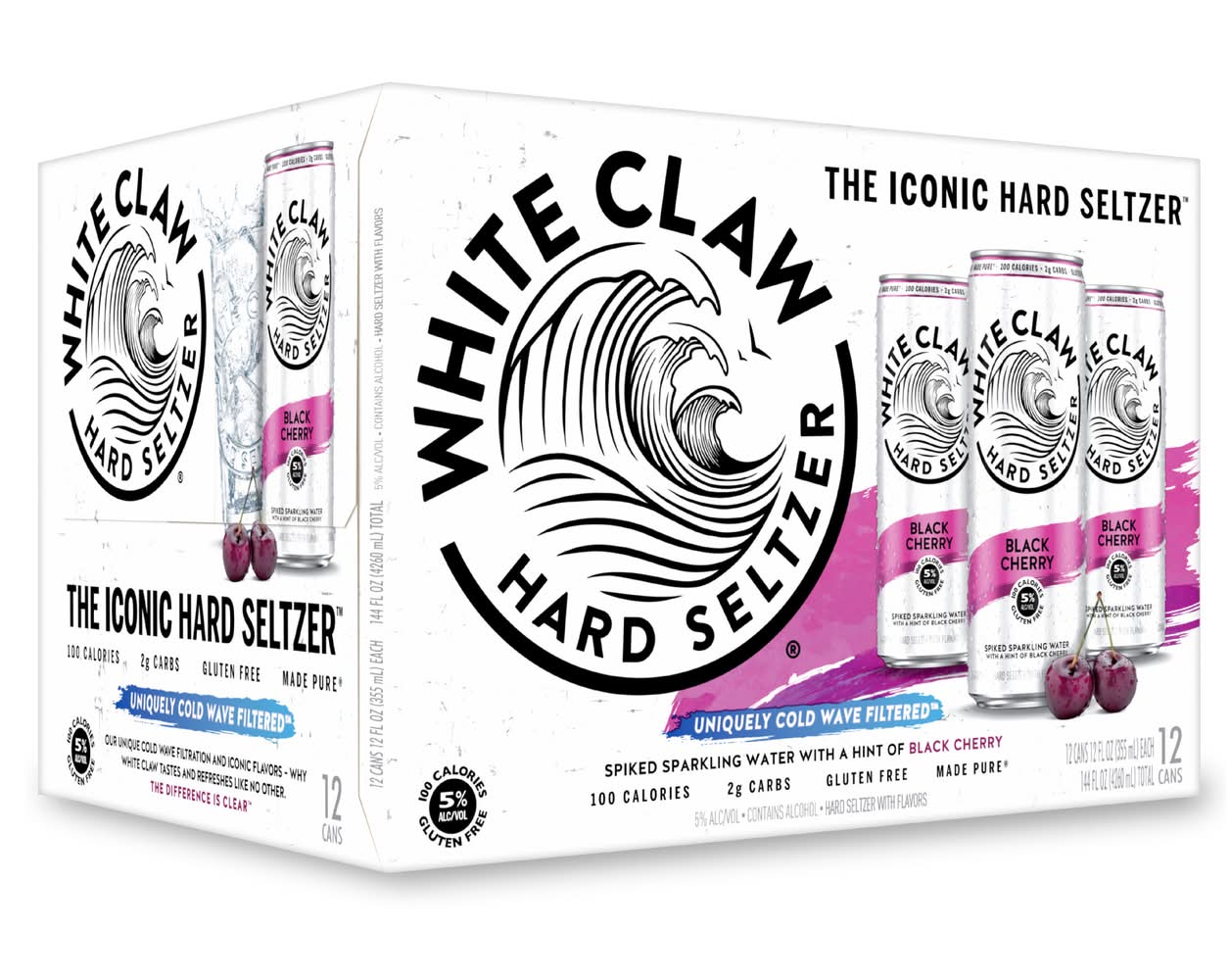 White Claw The Iconic Hard Seltzer, Black Cherry (12 x 12 fl oz)