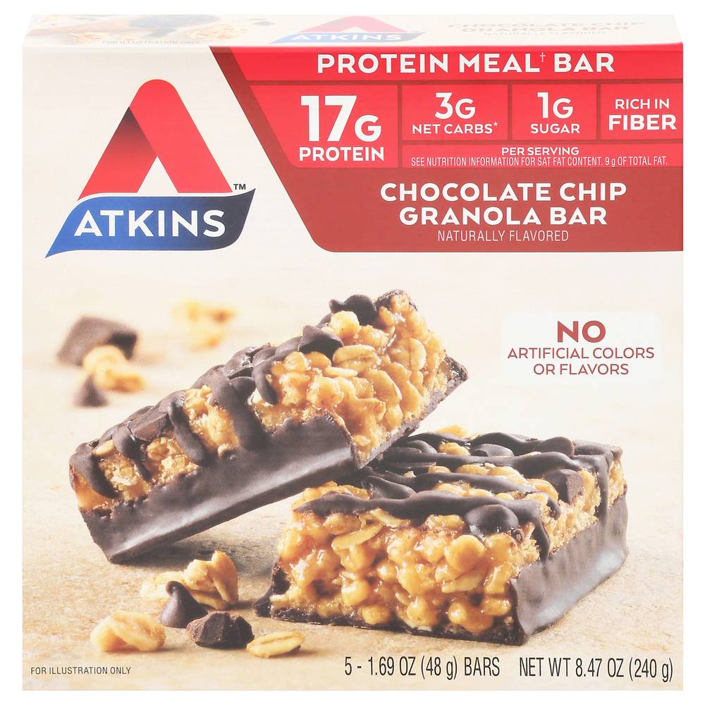 Atkins Chocolate Chip Granola Protein Meal Bars (8.47 oz)