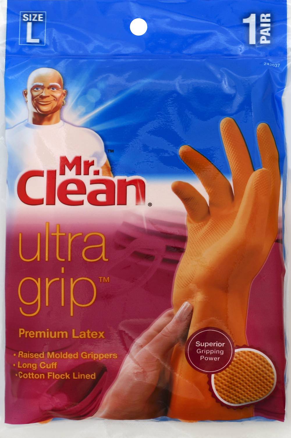 Mr. Clean Ultra Grip Premium Latex Gloves Size Large