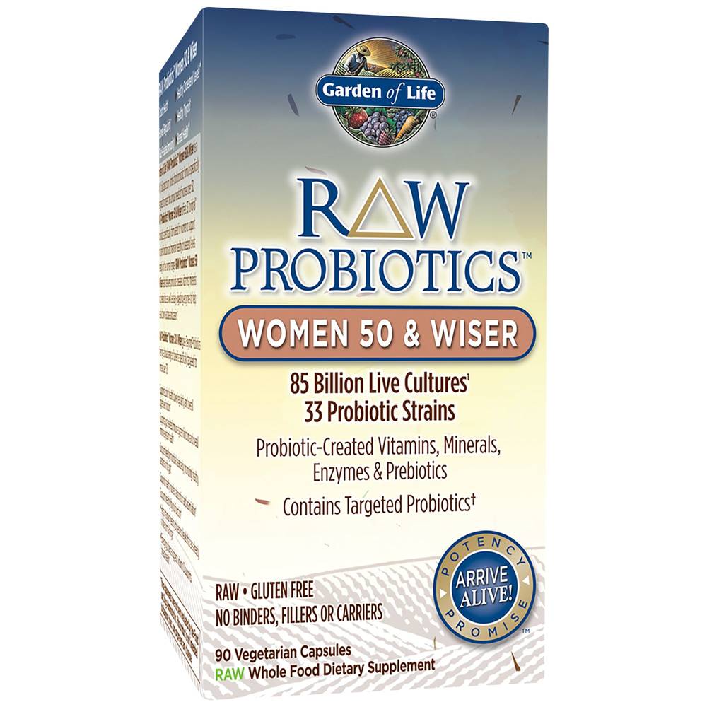 Raw Probiotics Women 50 & Wiser – 85 Billion Cfus (90 Vegetarian Capsules)