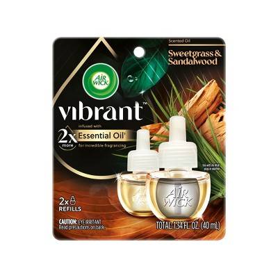 Air Wick Vibrant Scented Oil Air Freshener Refills, Sweetgrass & Sandalwood (0.67 fl oz, 2 ct)