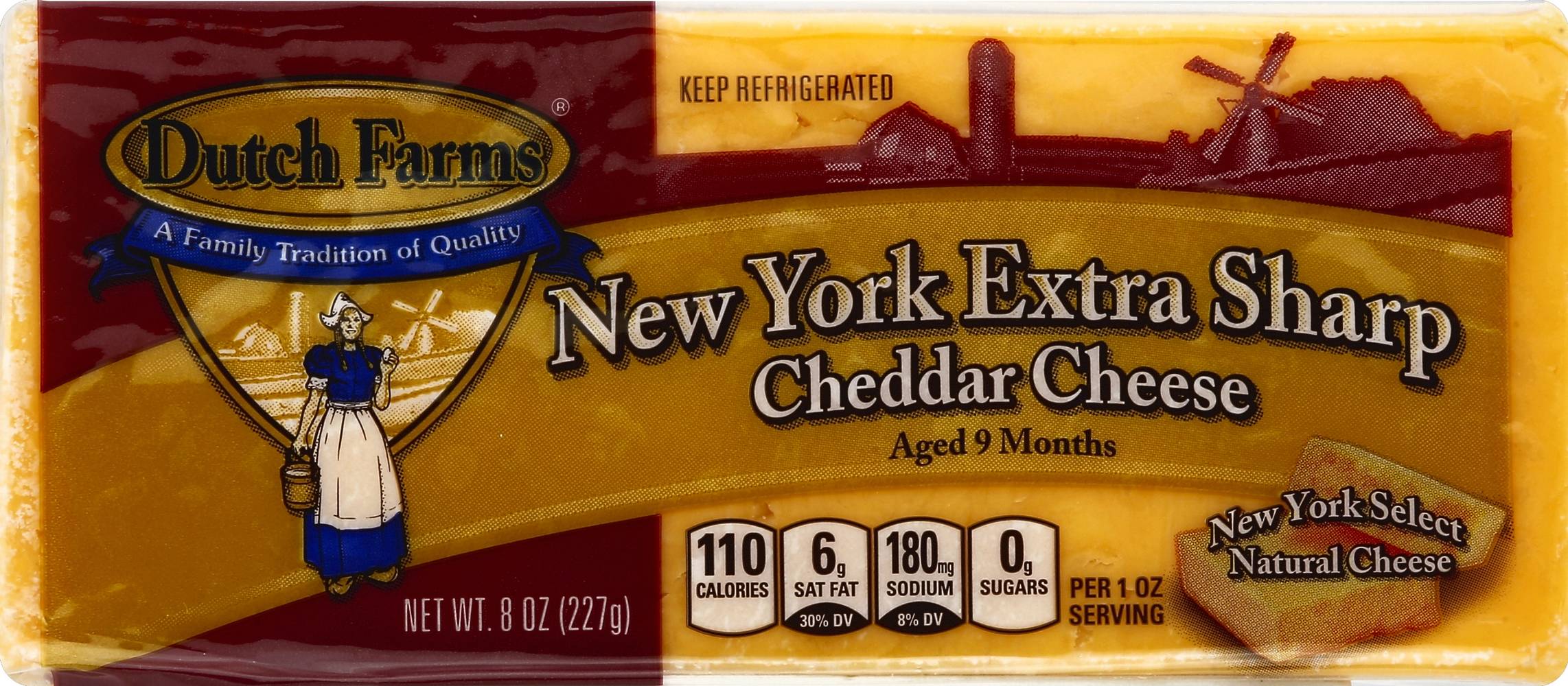 Dutch Farms New York Extra Sharp Aged 9 Months Cheddar Cheese (8 oz)