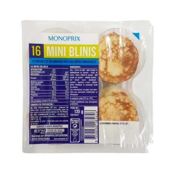 Monoprix Mini Blinis La Barquette De 16, 135G