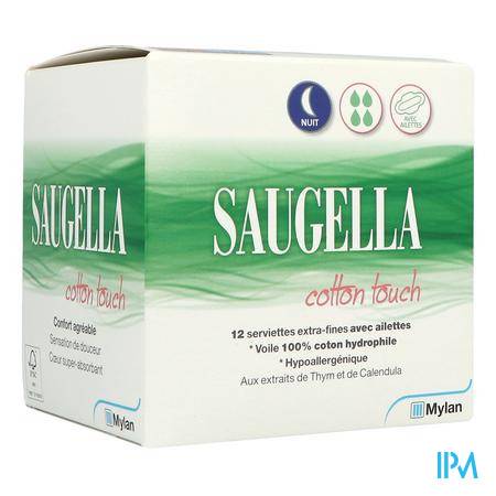 Saugella Cotton Touch Serviette Nuit 12 Hygiène intime - Hygiène