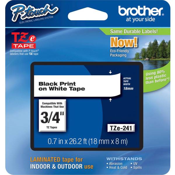 Brother Tze-241 Label Maker Tape 3/4" X 26 3/16' White