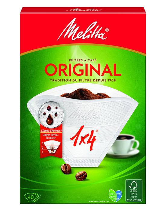 Melitta - Filtres à café original blanc 1x4 (40 pièces)
