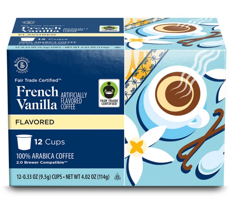Barissimo 100% Arabica Fair Trade Single Serve Coffee Cups, French Vanilla (12 x 0.33 oz)