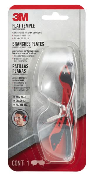 3M Flat Temple Plastic Safety Glasses