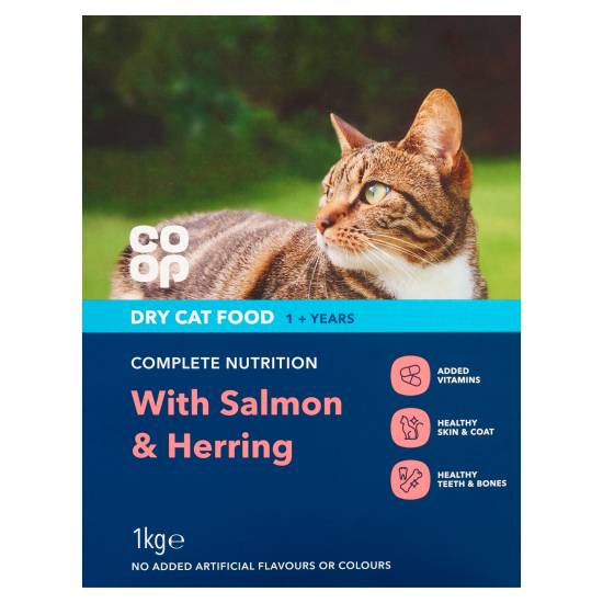 Co-Op Dry Cat Food With Salmon, Shrimp & Herring +1 Year 1kg