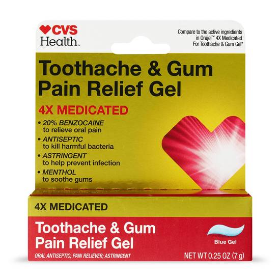 CVS Health Severe Toothache & Gum Relief Gel, Triple Medicated, 0.25 OZ