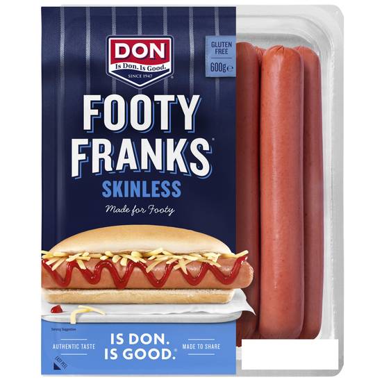 Don Gluten Free Footy Franks Skinless 600g