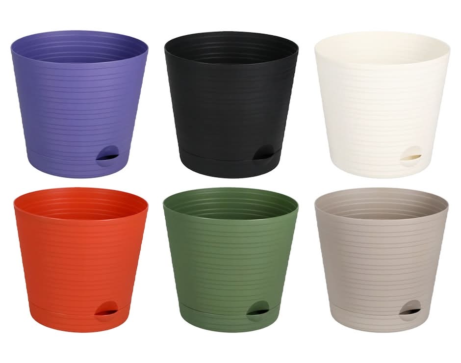 Garden Collection Round Plastic Planters With Spouted Saucers, Assorted (4 ct)