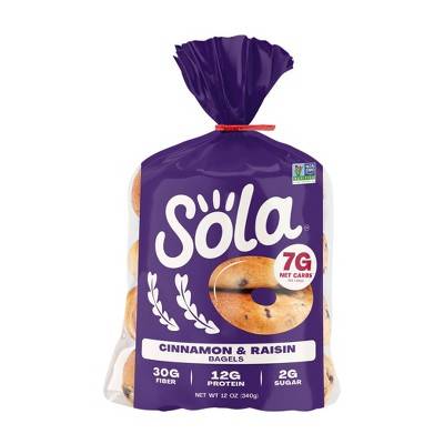 SOLA Soft Bagels Bread, Cinnamon & Raisin (12 oz)