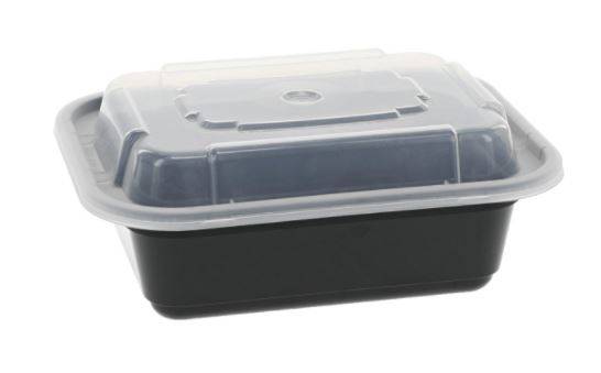 Pactiv Newspring- 12 oz Black Oblong Versatainer Microwavable Container with Lid - 150 ct (1X150|1 Unit per Case)