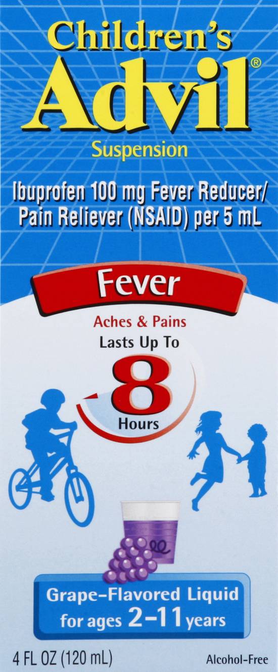 Advil Children's Grape Flavored Ibuprofen 100mg Fever Reducer (4 fl oz)