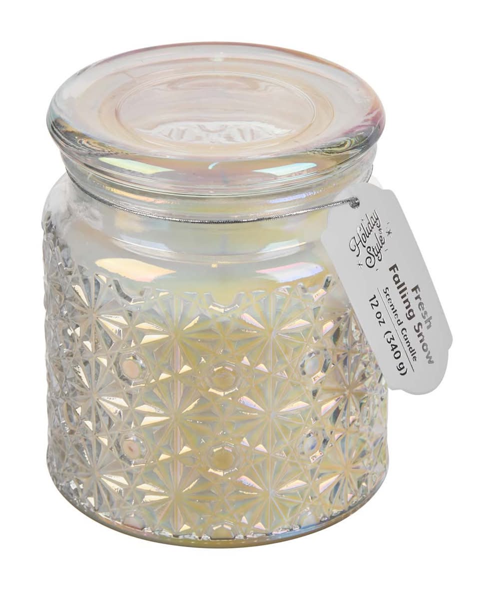 Holiday Style Christmas Iridescent Jar Candle 12 Oz Assorted