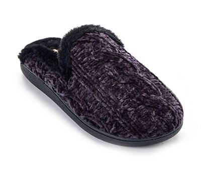 Dearfoams Women's Cable-Knit Scuff Slippers, Black