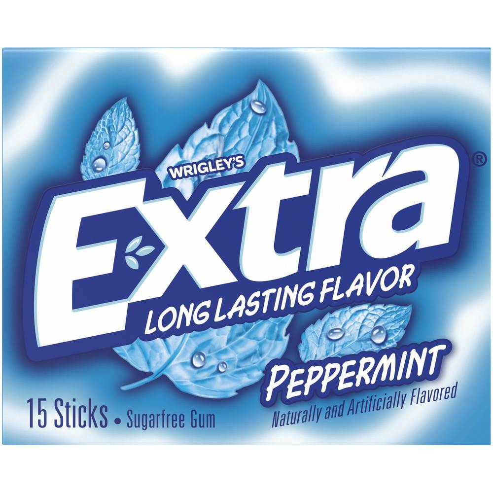 Extra Peppermint Sugarfree Gum, Single Pack, 15 ct