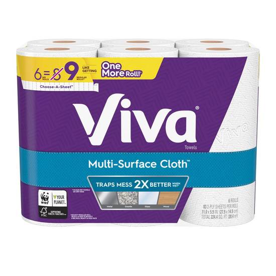 Viva Multi-Surface Cloth Choose-A-Sheet Paper Towels White Big Roll (6 ct)