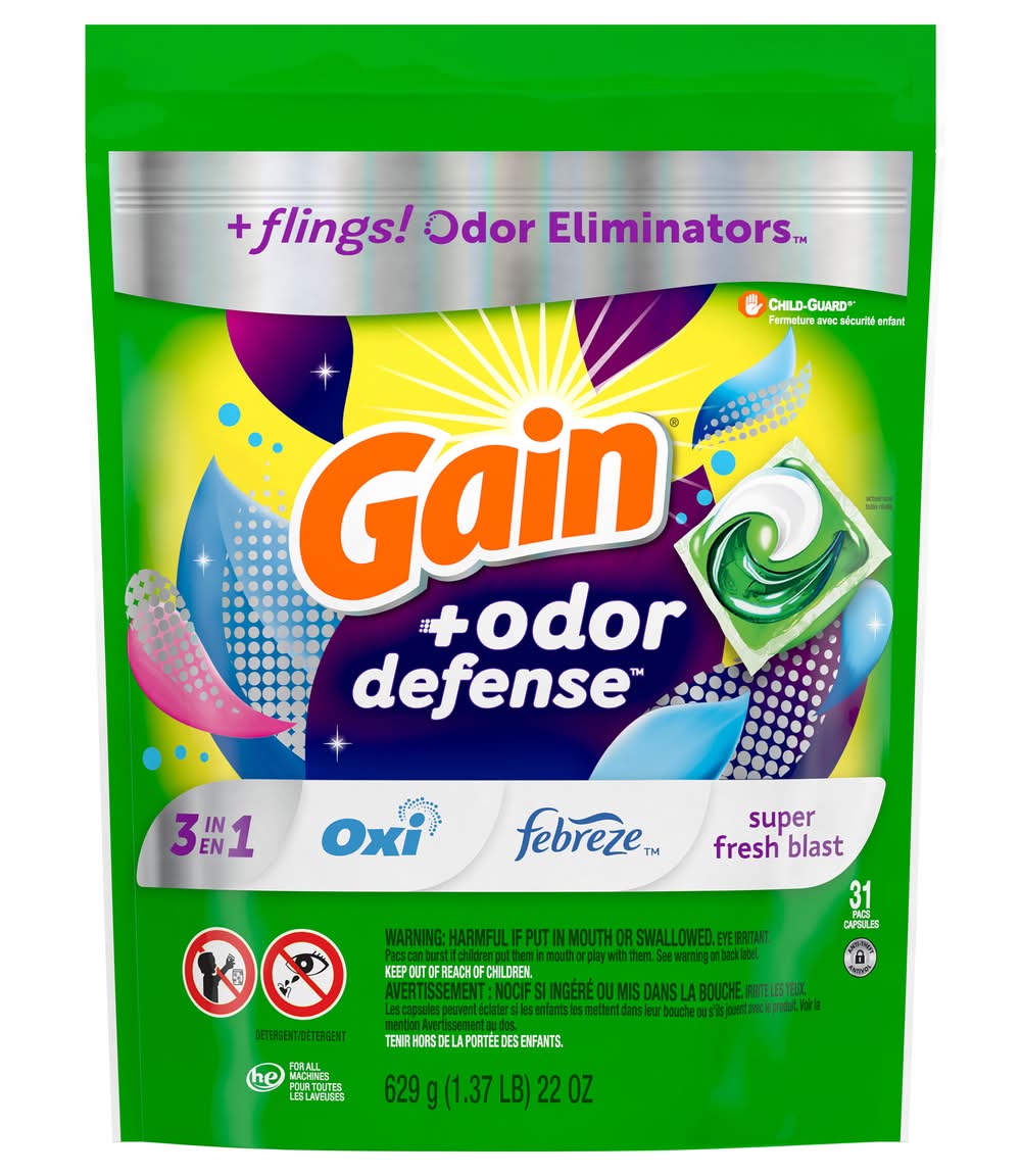 Gain 3 In 1 Super Fresh Blast Detergent Plus Odordefense (23 oz)