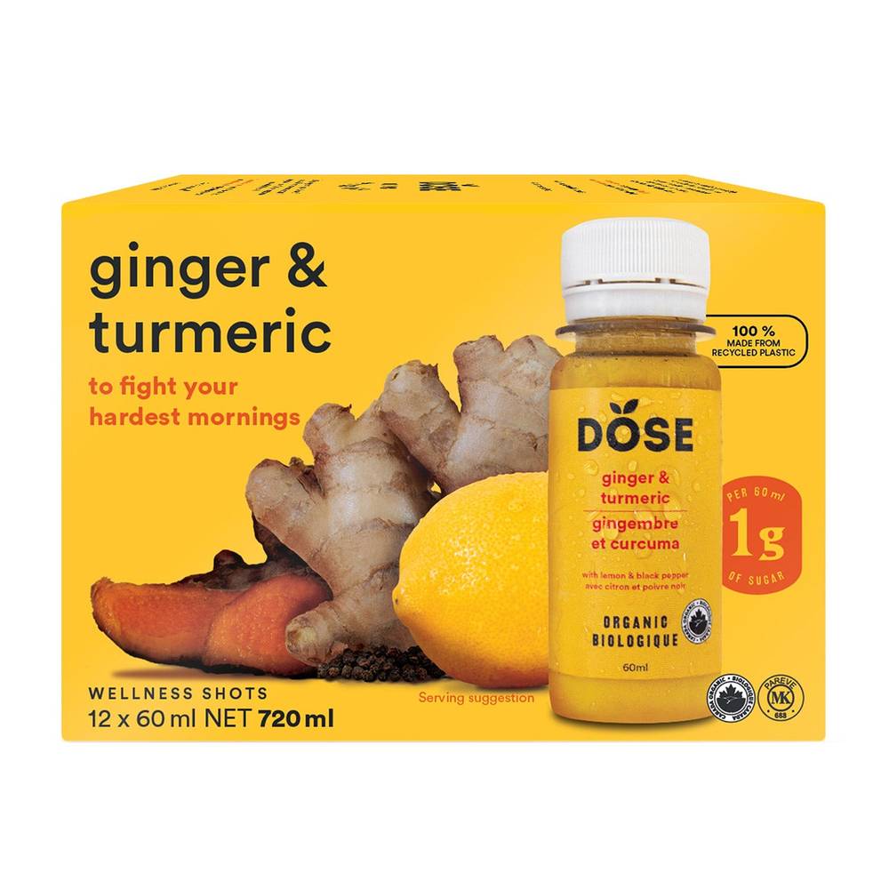 Dose Ginger And Turmeric Shots, 12 × 60 Ml