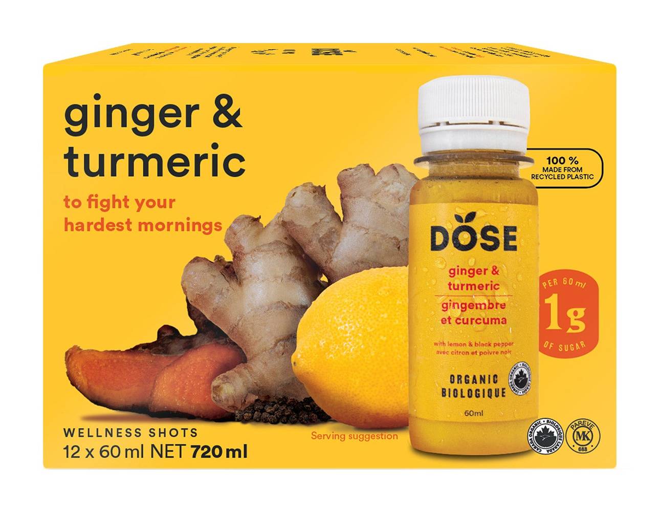 Dose - Shots Gingembre Et Du Curcuma, 12 × 60 Ml / Dose Ginger and Turmeric Juice (12 x 60 ml)