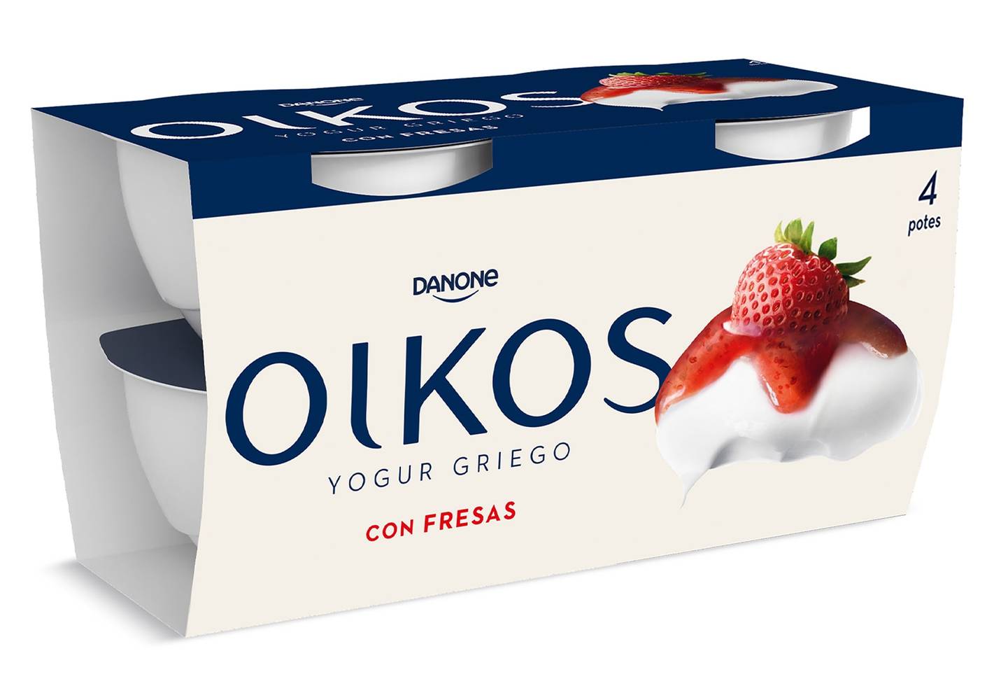 Yogur Griego Con Fresas Oikos Pack 4 X 110 G