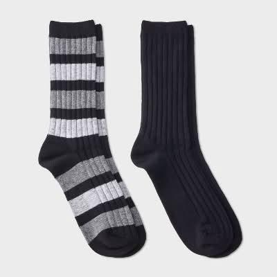 Goodfellow & Co. Striped Hybrid Dress Socks, Men, 6-12, Black/Gray (2 ct)