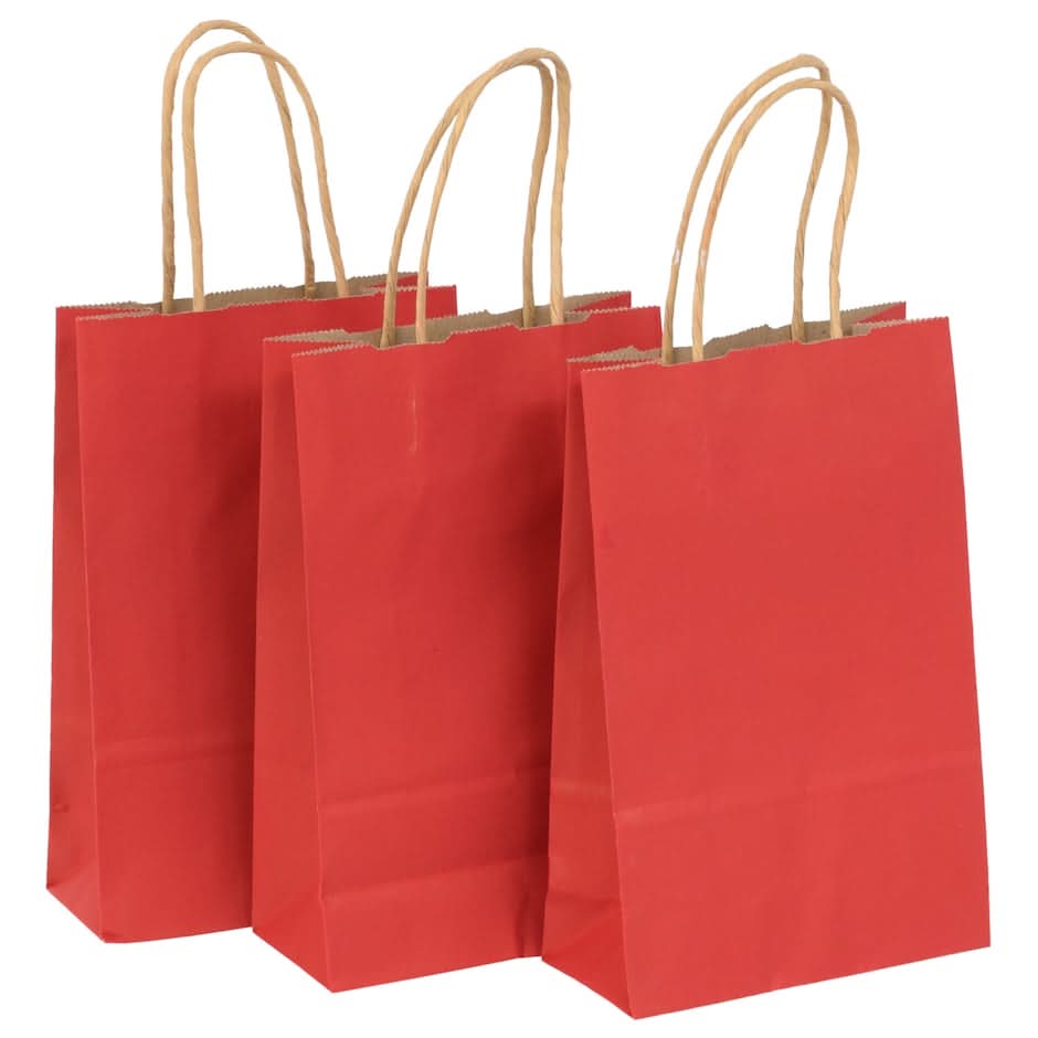 Kraft Paper Gift Bags, S, Red (3 ct)