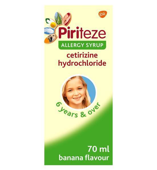 Piriteze Antihistamine Allergy Relief Syrup for Kids Sugar Free Banana Flavour 70ml