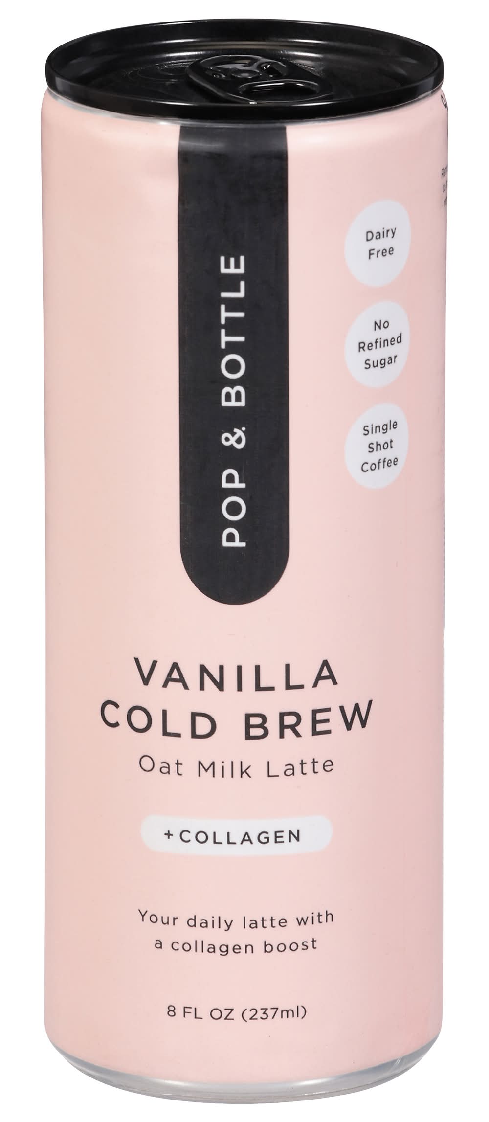 Pop & Bottle Cold Brew Oat Milk Latte + Collagen, Vanilla (8 fl oz)