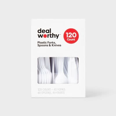 Dealworthy Disposable Plastic Forks Spoons & Knives (120 ct)