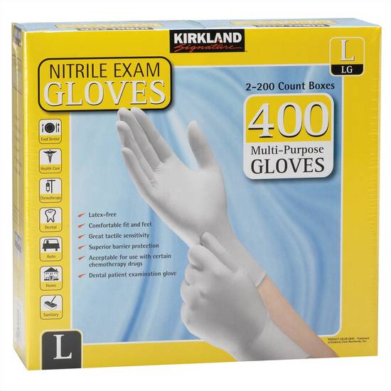 Kirkland Signature Nitrile Exam Gloves Large (2 x 200 ct)